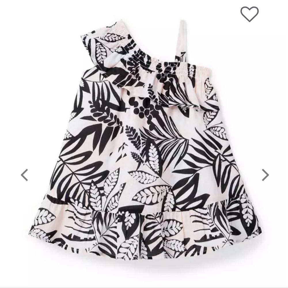 Janie and Jack Tropical Leaves Ruffle Shoulder Sundress